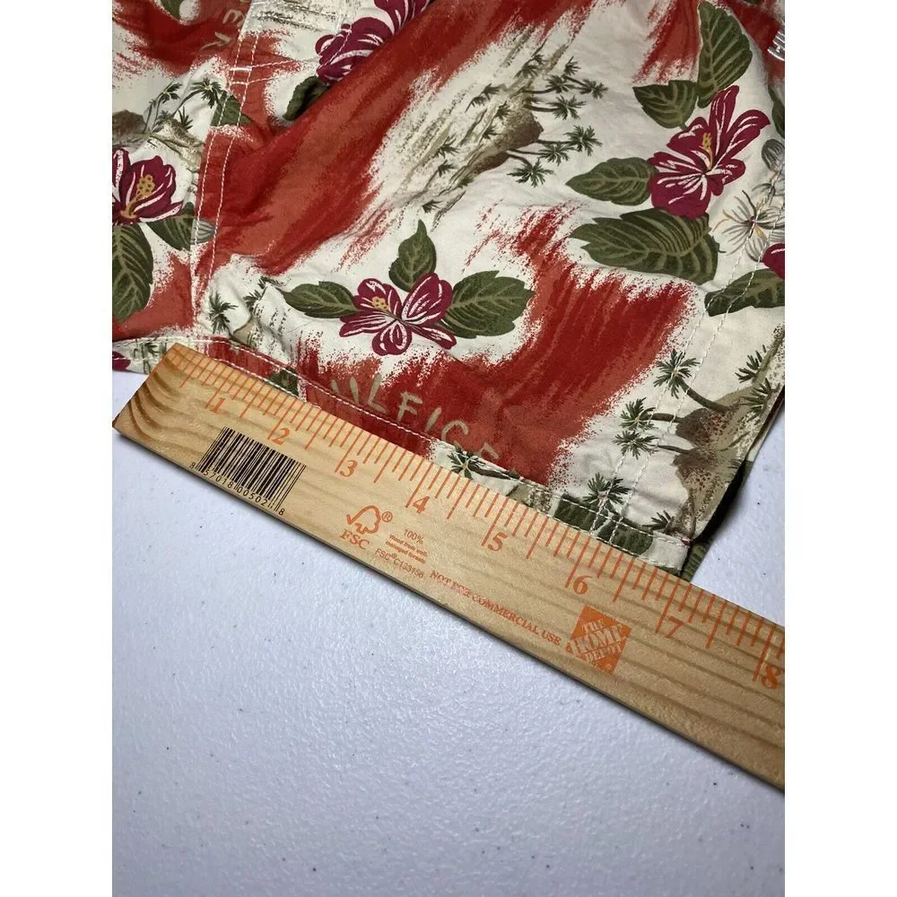 Tommy HilfigerHawaiian Floral Swim Trunks Beach Shorts Palm Trees Red White S‎